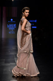 Mauve & Blush Pink Rococo Kurta With Sharara Pants & Duppata