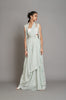 Mint Green Striped Saree-gown With Ari Jacket