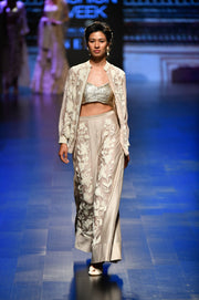Warm Grey Shirt Paired With Gota Bustier And Pants
