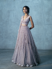 Mauve Logo Jaal Lehenga Set