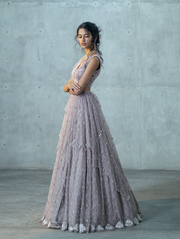 Mauve Logo Jaal Lehenga Set