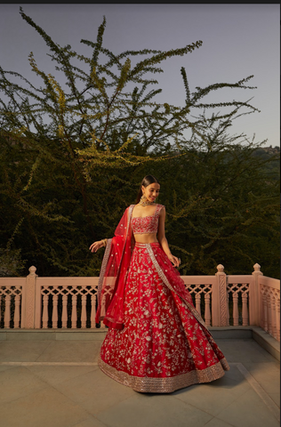 Red Chintz Lehenga